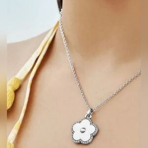 BRIGHTON Dazzling Love White Enamel Dual Side Pendant & Chain NWT